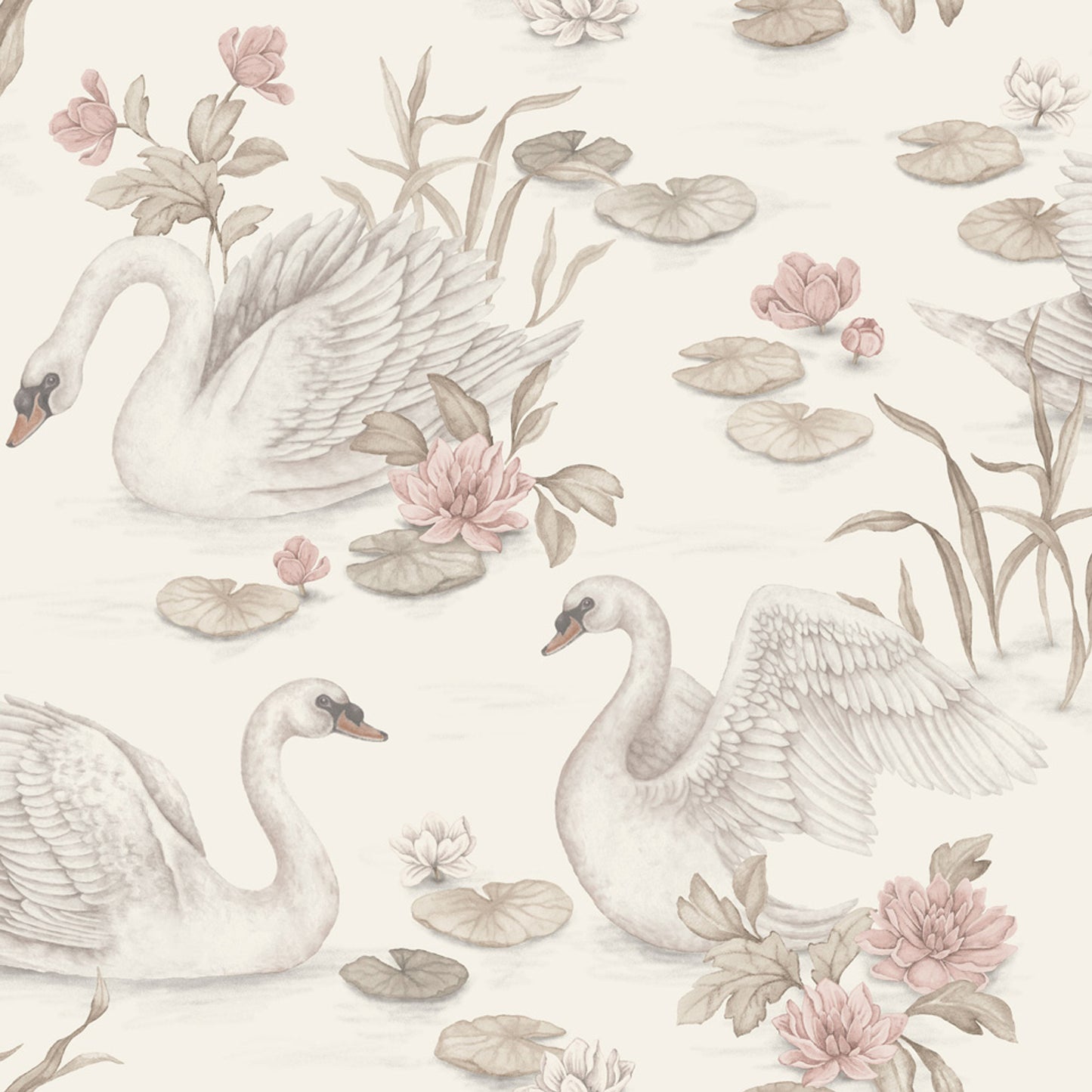 BORASTASPETER　『Lily Swan』　ボラスタペーター スウェーデン製 『Newbie wallpaper II（ニュービー 2）』【4color】（10m／１本単位）