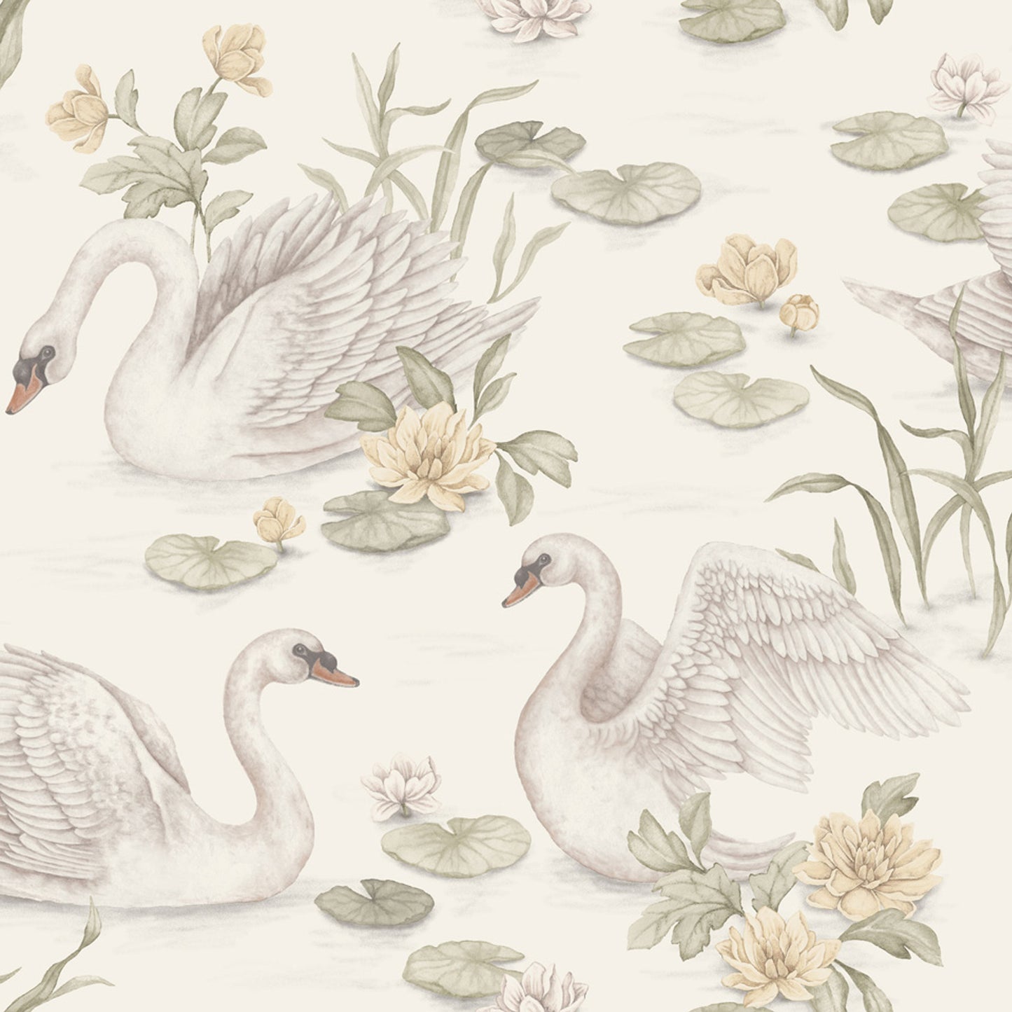 BORASTASPETER　『Lily Swan』　ボラスタペーター スウェーデン製 『Newbie wallpaper II（ニュービー 2）』【4color】（10m／１本単位）