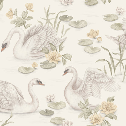 BORASTASPETER　『Lily Swan』　ボラスタペーター スウェーデン製 『Newbie wallpaper II（ニュービー 2）』【4color】（10m／１本単位）